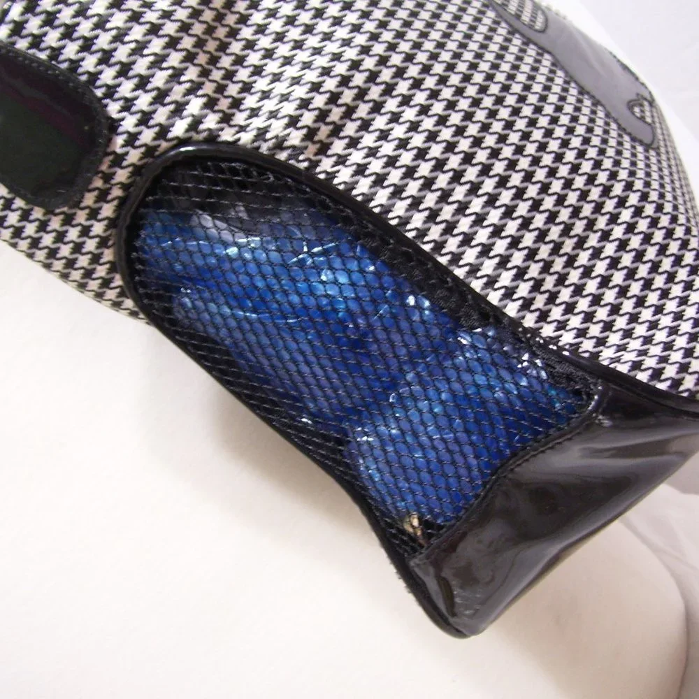Dog Fashion Doggie Carrier Handbag Vented Houndstooth Black and White  NWOT